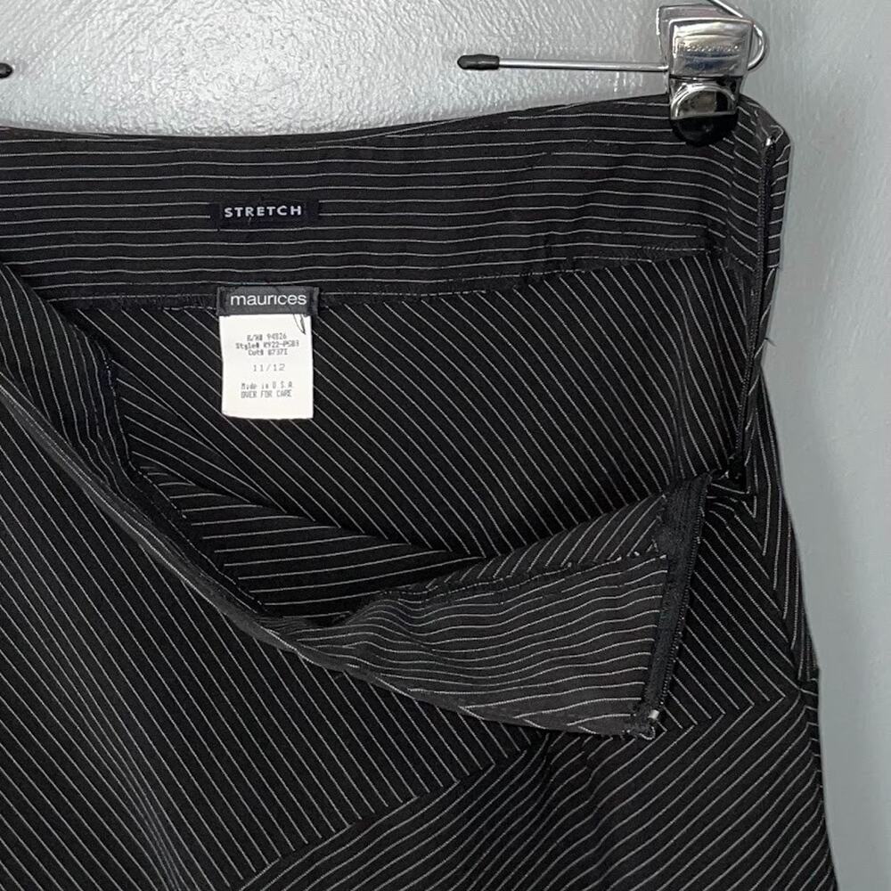 Vintage Y2K Asymmetrical Size 11 12 Black White Pinstripe Skirt Witchy Gothic - Picture 5 of 10